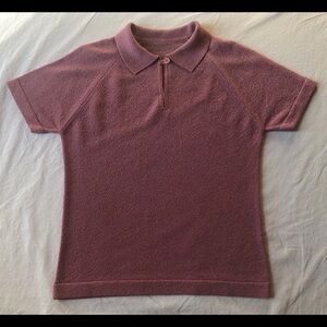 Women’s Handmade Short Sleeve Knit Polo Shirt Stretch Button